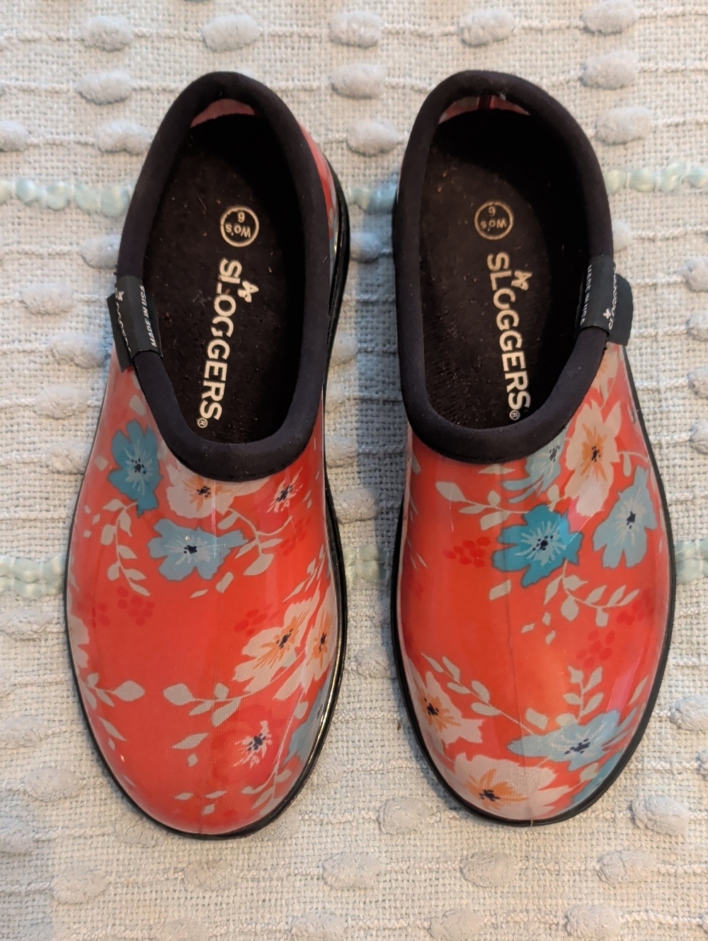 Sloggers Women's Coral Floral Slip-On Rain Shoes